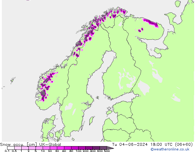 Глубина снега UK-Global вт 04.06.2024 18 UTC