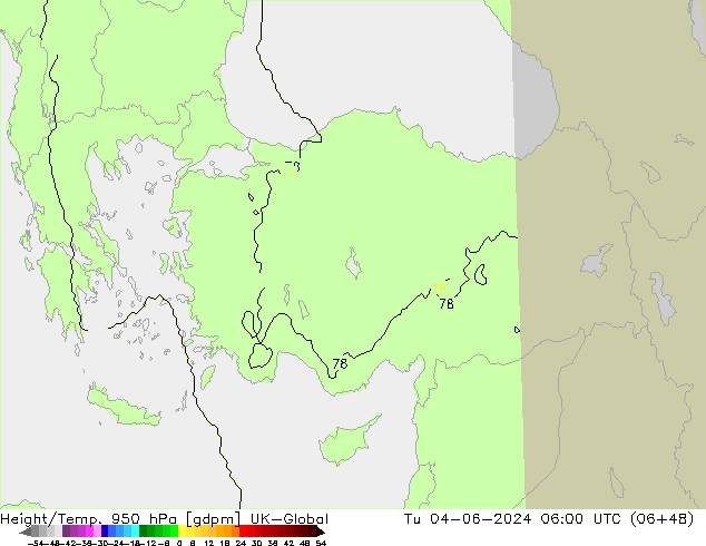 Géop./Temp. 950 hPa UK-Global mar 04.06.2024 06 UTC