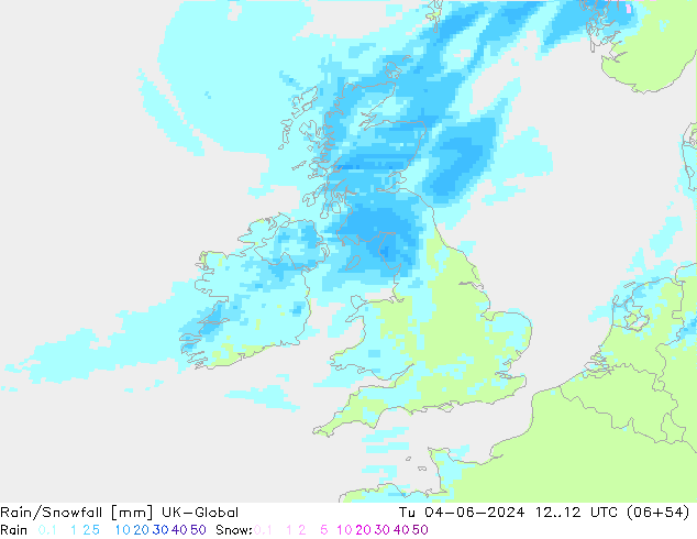 Regen/Schneefall UK-Global Di 04.06.2024 12 UTC