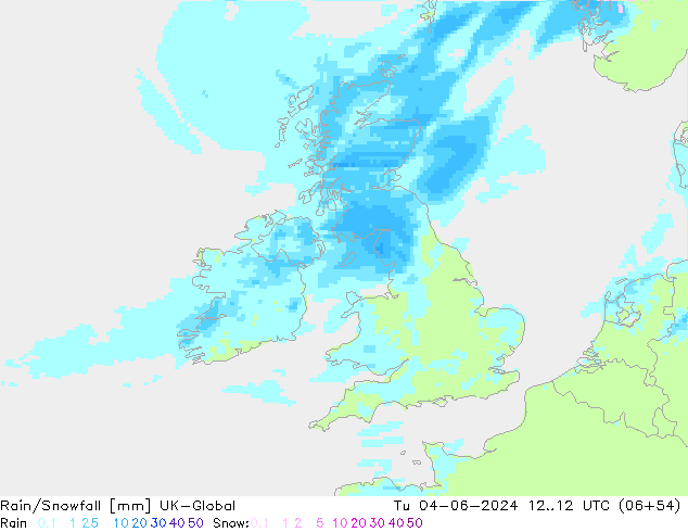 Rain/Snowfall UK-Global Tu 04.06.2024 12 UTC