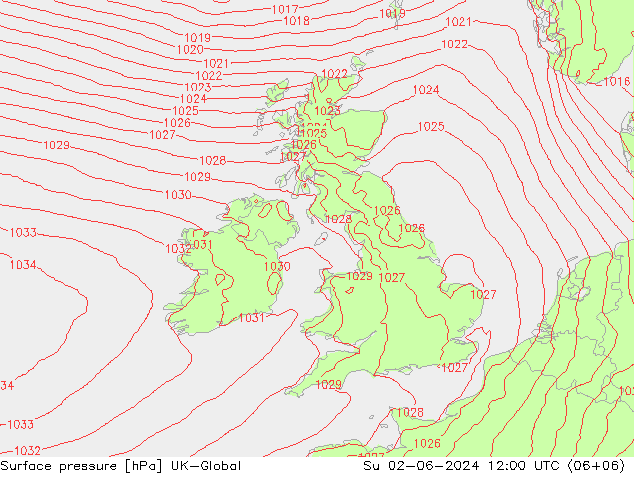 pression de l'air UK-Global dim 02.06.2024 12 UTC