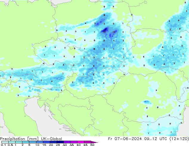 Precipitation UK-Global Fr 07.06.2024 12 UTC