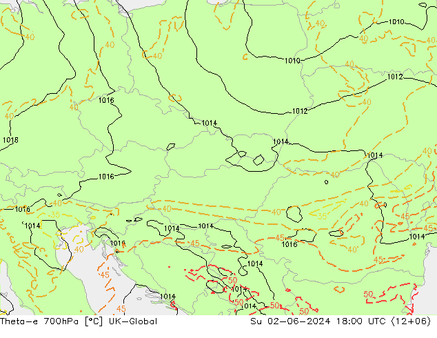 Theta-e 700hPa UK-Global Dom 02.06.2024 18 UTC