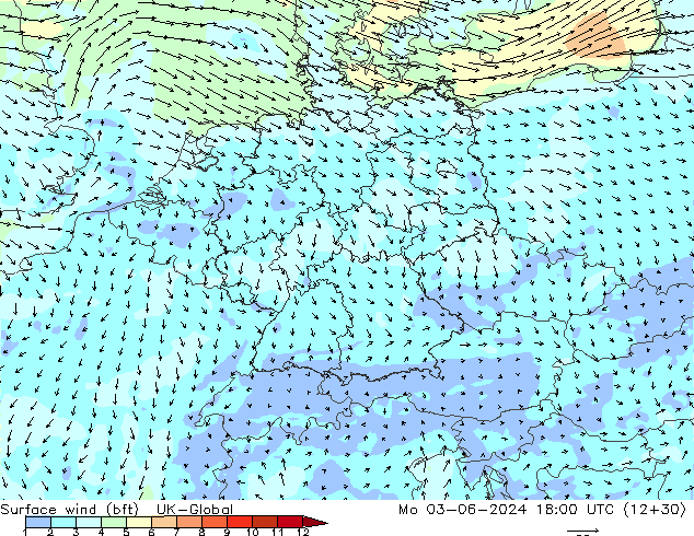 wiatr 10 m (bft) UK-Global pon. 03.06.2024 18 UTC