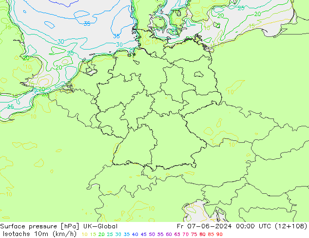 Eşrüzgar Hızları (km/sa) UK-Global Cu 07.06.2024 00 UTC