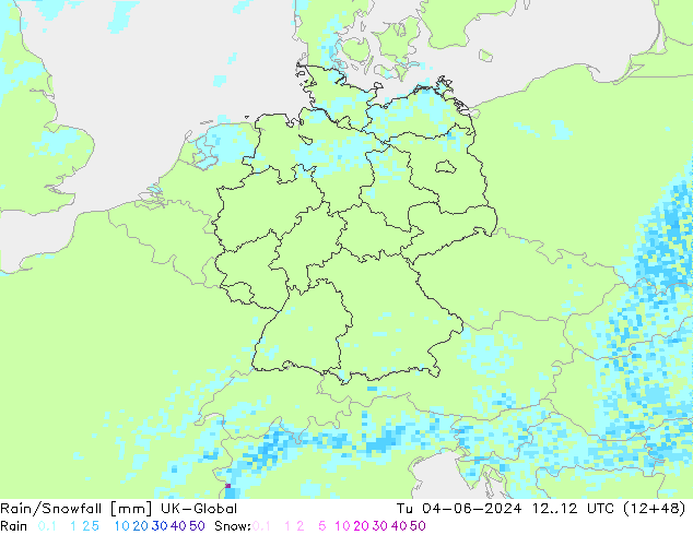 Rain/Snowfall UK-Global Tu 04.06.2024 12 UTC