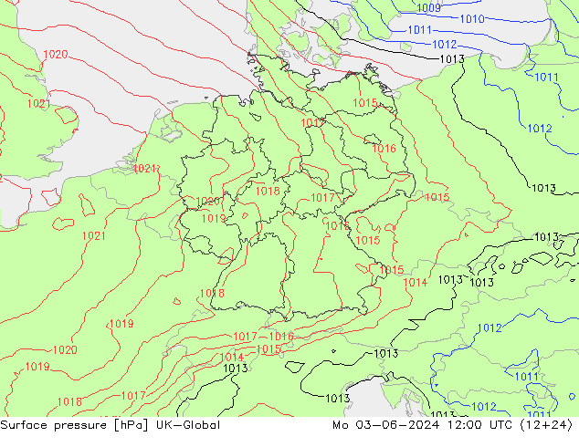 Pressione al suolo UK-Global lun 03.06.2024 12 UTC