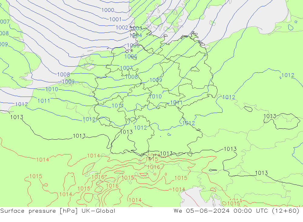 Surface pressure UK-Global We 05.06.2024 00 UTC