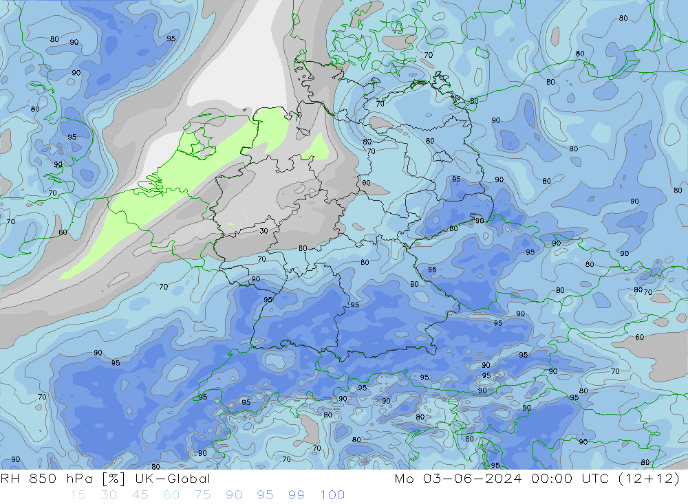 RH 850 hPa UK-Global Mo 03.06.2024 00 UTC