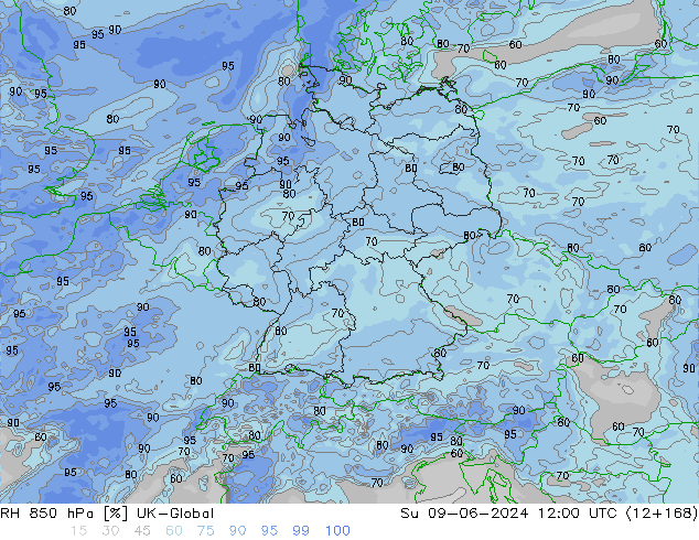 RV 850 hPa UK-Global zo 09.06.2024 12 UTC