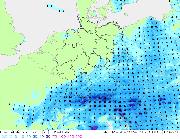 Precipitation accum. UK-Global Mo 03.06.2024 21 UTC