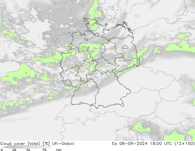 Nuages (total) UK-Global sam 08.06.2024 18 UTC