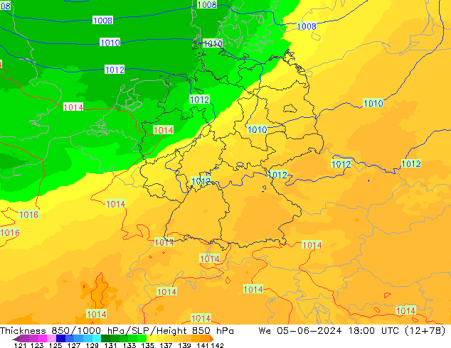 Thck 850-1000 hPa UK-Global We 05.06.2024 18 UTC