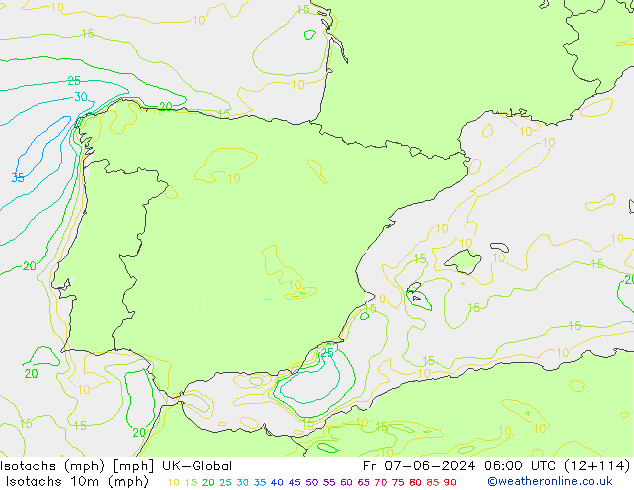 Isotachs (mph) UK-Global  07.06.2024 06 UTC