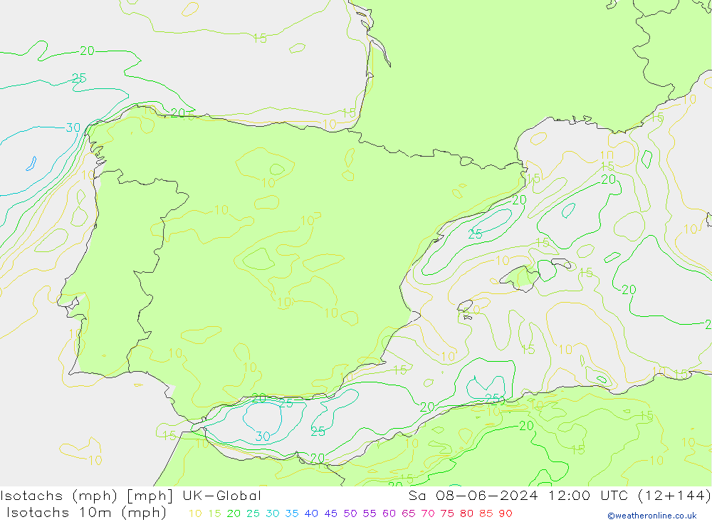 Isotachs (mph) UK-Global Sa 08.06.2024 12 UTC