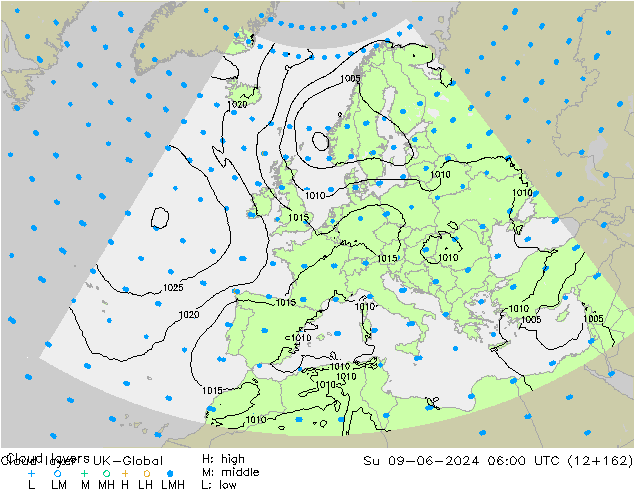 Wolkenlagen UK-Global zo 09.06.2024 06 UTC