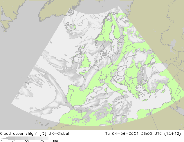 Cloud cover (high) UK-Global Tu 04.06.2024 06 UTC