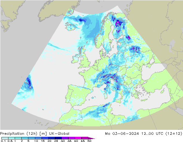Precipitação (12h) UK-Global Seg 03.06.2024 00 UTC