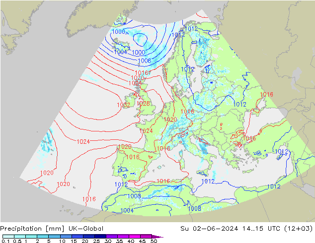 Précipitation UK-Global dim 02.06.2024 15 UTC