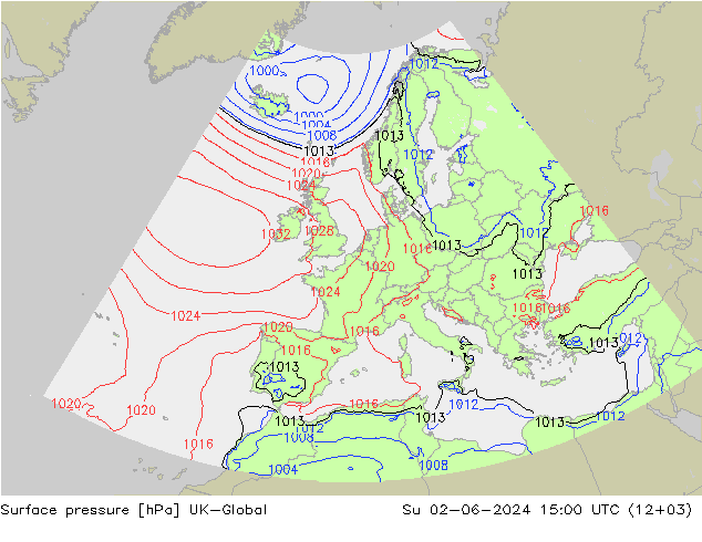 приземное давление UK-Global Вс 02.06.2024 15 UTC