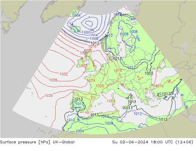 Surface pressure UK-Global Su 02.06.2024 18 UTC