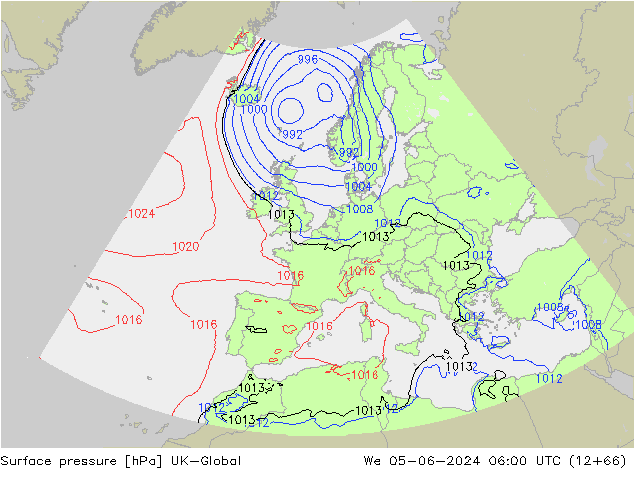 Yer basıncı UK-Global Çar 05.06.2024 06 UTC