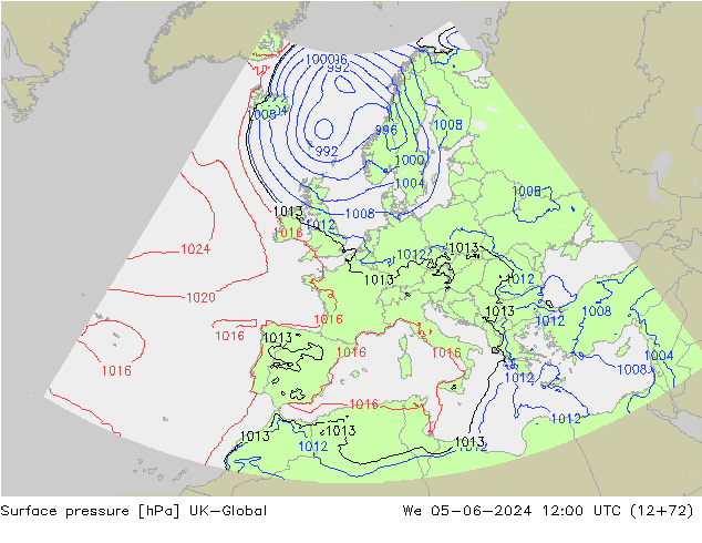 Surface pressure UK-Global We 05.06.2024 12 UTC