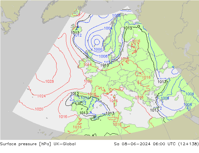 pression de l'air UK-Global sam 08.06.2024 06 UTC