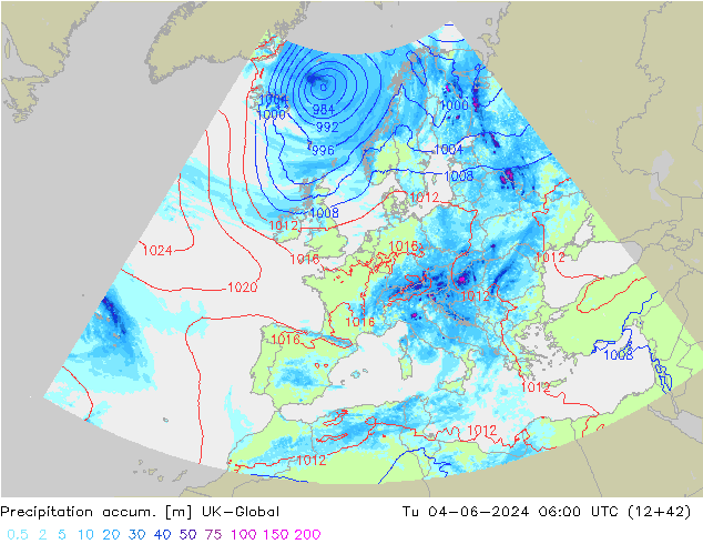Toplam Yağış UK-Global Sa 04.06.2024 06 UTC