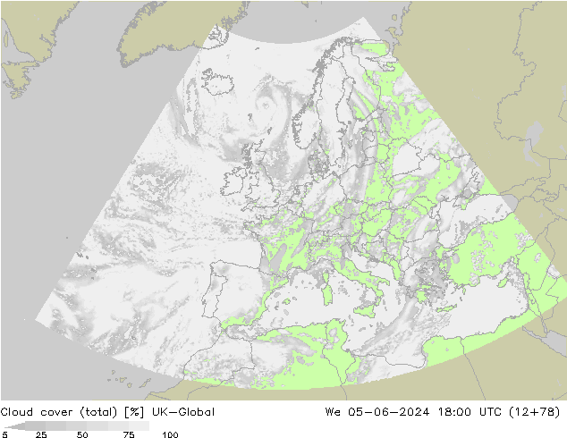 Bulutlar (toplam) UK-Global Çar 05.06.2024 18 UTC