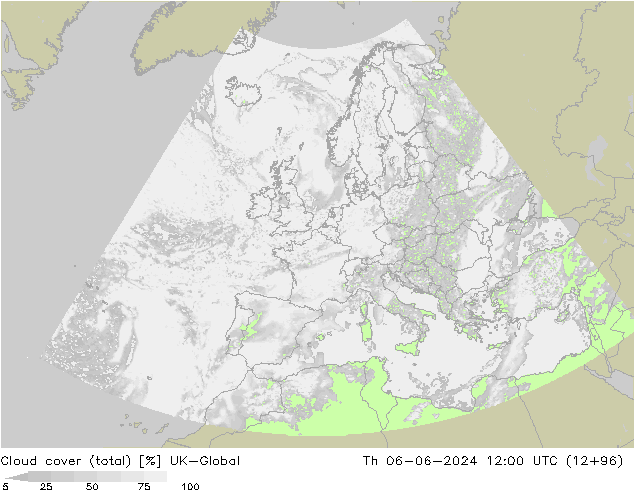 Cloud cover (total) UK-Global Th 06.06.2024 12 UTC