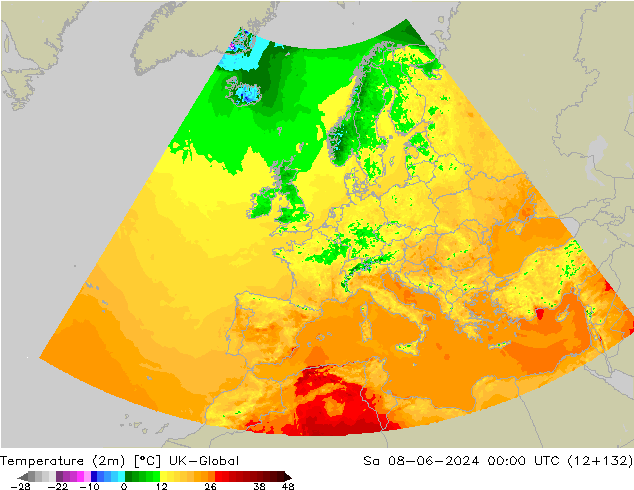 Temperatura (2m) UK-Global sab 08.06.2024 00 UTC