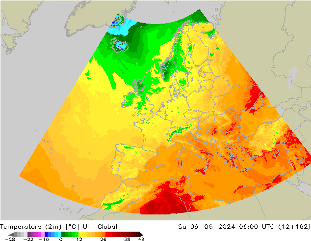 Temperature (2m) UK-Global Ne 09.06.2024 06 UTC