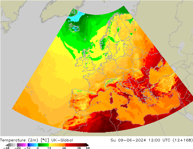Temperature (2m) UK-Global Ne 09.06.2024 12 UTC