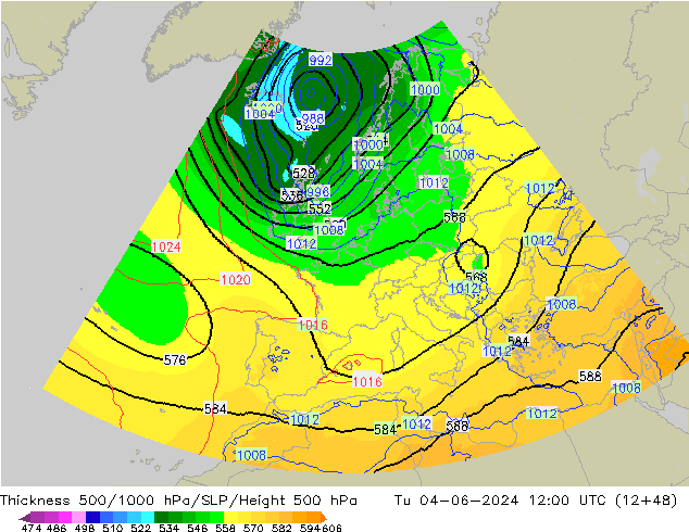 Thck 500-1000hPa UK-Global Ter 04.06.2024 12 UTC