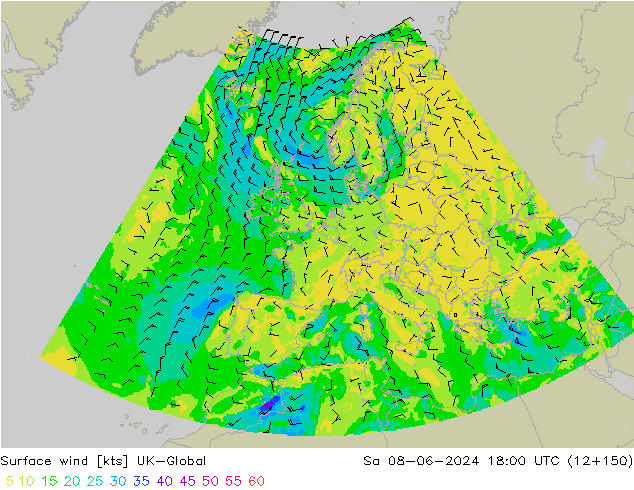 Surface wind UK-Global Sa 08.06.2024 18 UTC