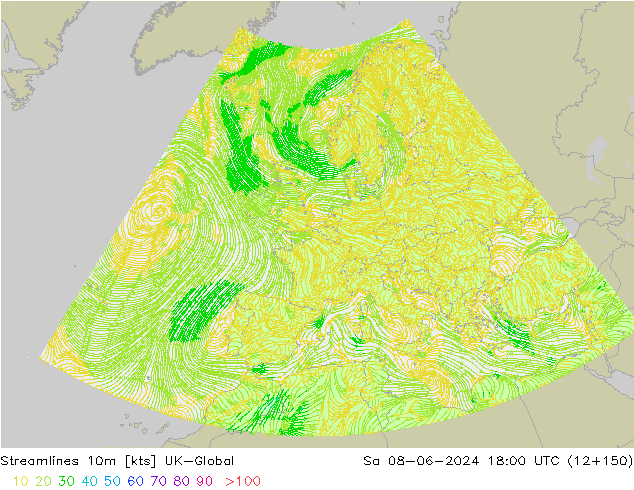 Streamlines 10m UK-Global Sa 08.06.2024 18 UTC