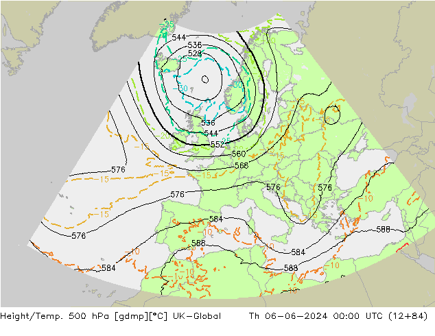 Height/Temp. 500 гПа UK-Global чт 06.06.2024 00 UTC