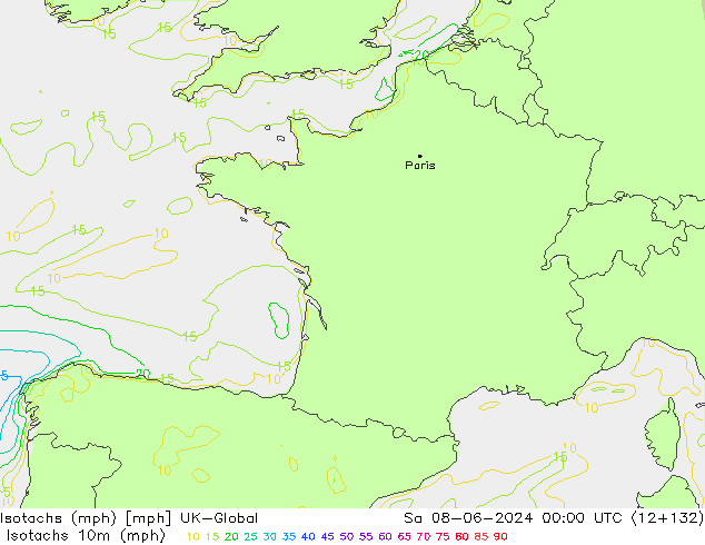 Eşrüzgar Hızları mph UK-Global Cts 08.06.2024 00 UTC