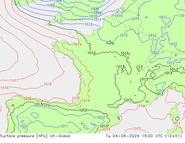 Atmosférický tlak UK-Global Út 04.06.2024 15 UTC