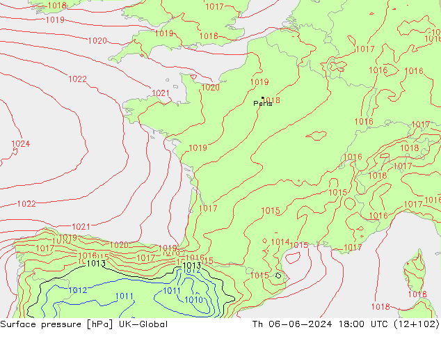 pressão do solo UK-Global Qui 06.06.2024 18 UTC