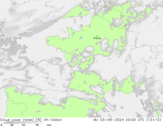 Wolken (gesamt) UK-Global Mo 03.06.2024 00 UTC