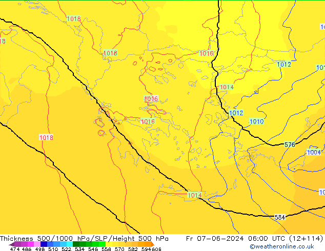 Schichtdicke 500-1000 hPa UK-Global Fr 07.06.2024 06 UTC