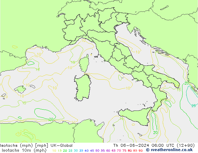 Isotachs (mph) UK-Global чт 06.06.2024 06 UTC