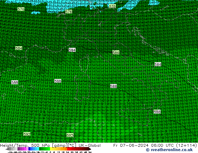 Height/Temp. 500 hPa UK-Global pt. 07.06.2024 06 UTC