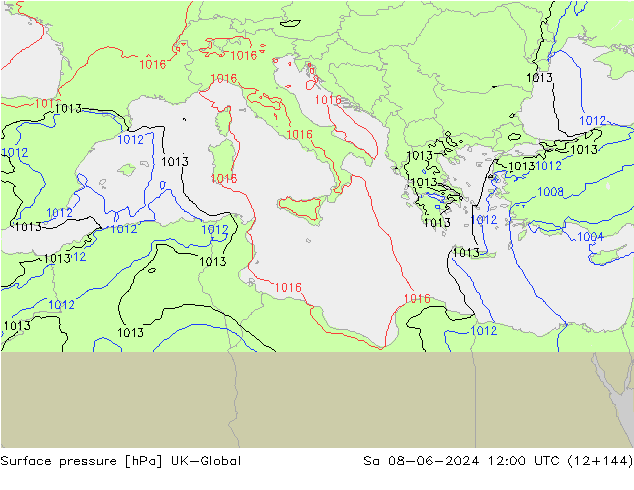 pressão do solo UK-Global Sáb 08.06.2024 12 UTC