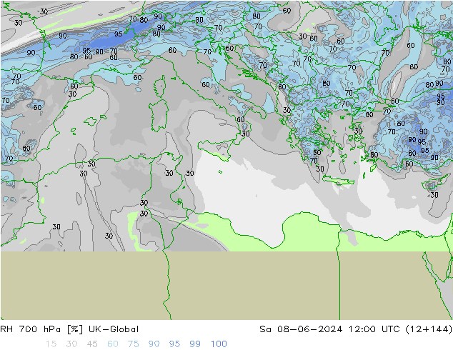 RH 700 hPa UK-Global Sa 08.06.2024 12 UTC