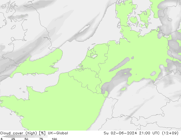 Cloud cover (high) UK-Global Su 02.06.2024 21 UTC