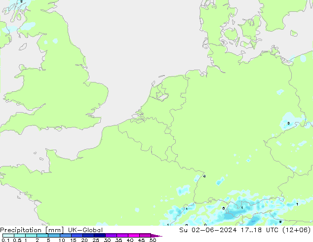 Precipitación UK-Global dom 02.06.2024 18 UTC