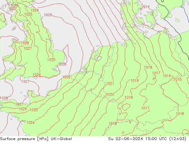 Presión superficial UK-Global dom 02.06.2024 15 UTC